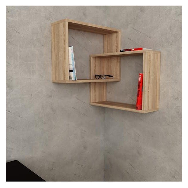 square wood box wall shelves