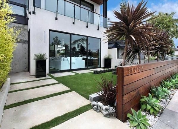 contemporary wood fence luxury front yard