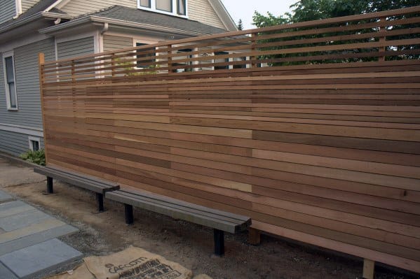 contemporary wood slat privacy fence
