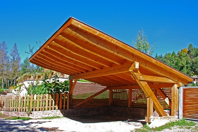 large contemporary wooden carport 
