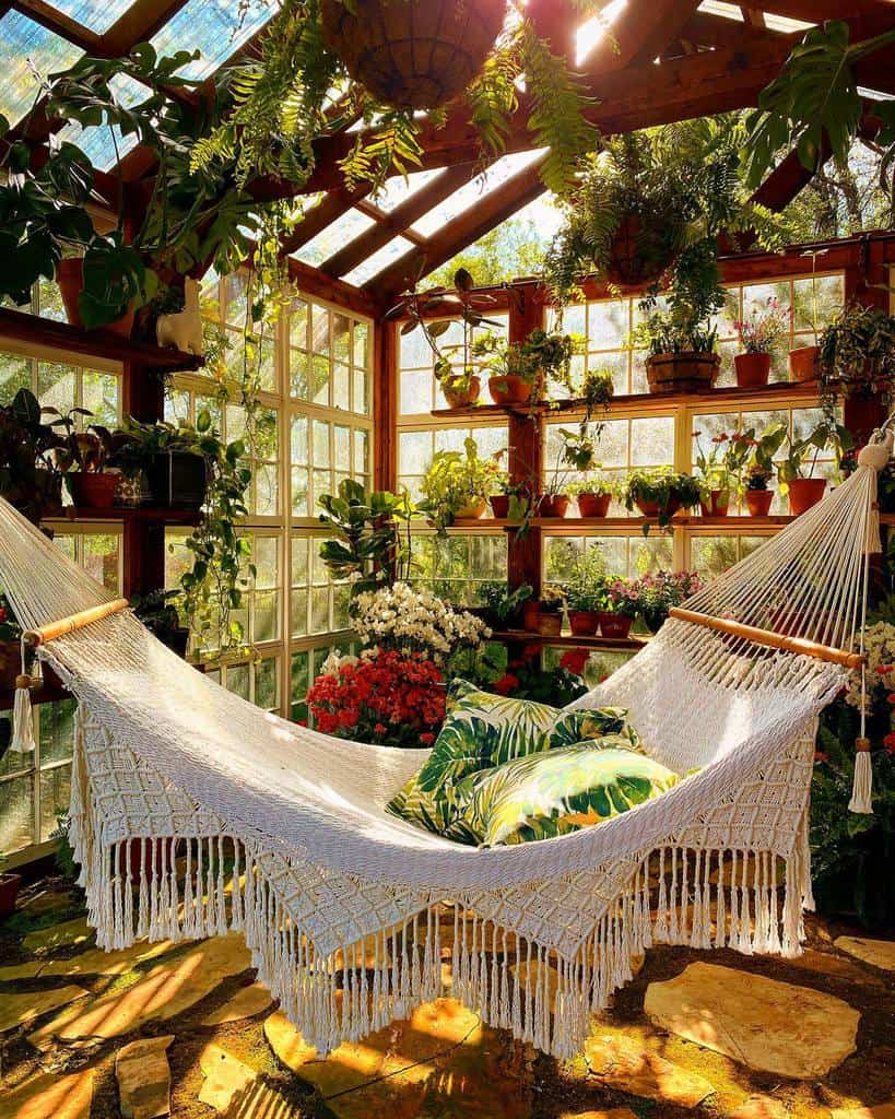 greenhouse with hammock 