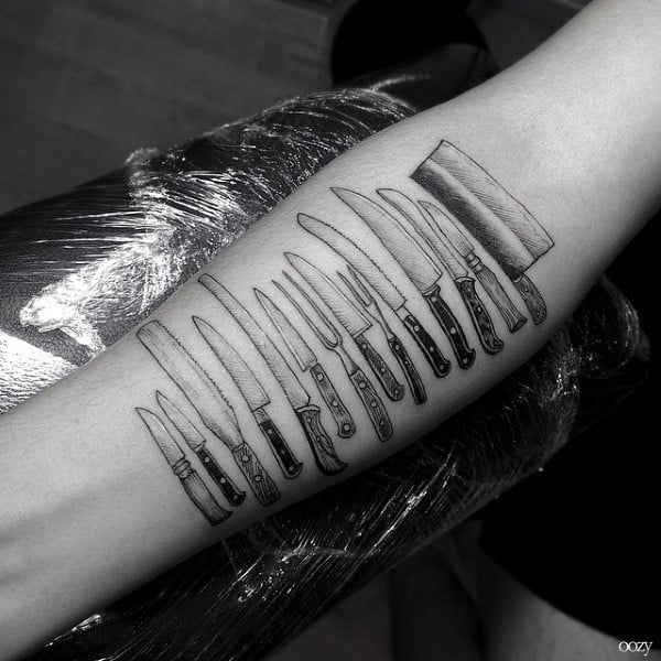 Cooking Tools Mens Chef Knife Inner Forearm Tattoos