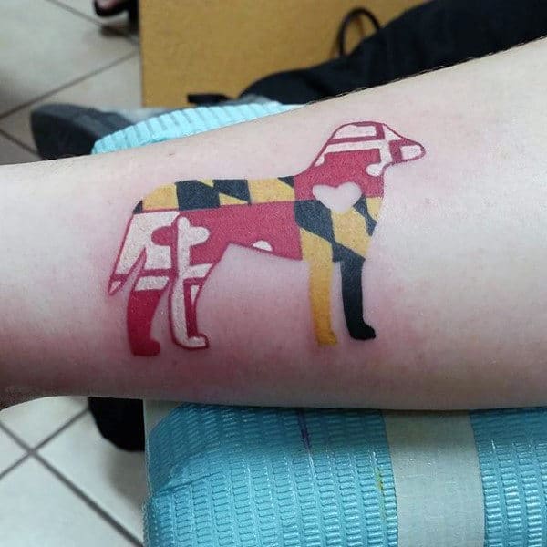 Cool Abstract Dog Tattoo For Men On Arm