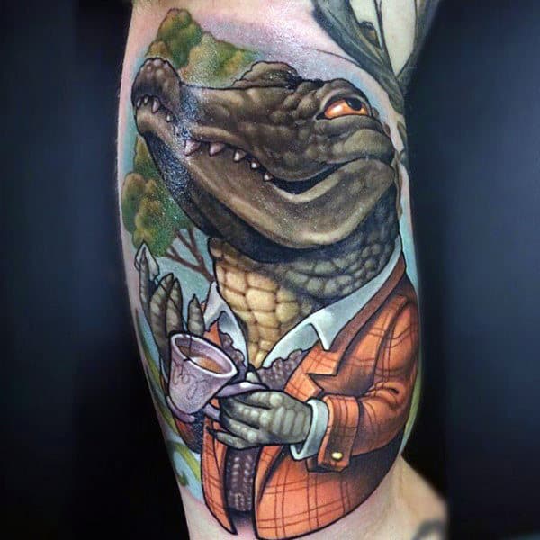 Cool Alligator Tattoo On Arms For Guys