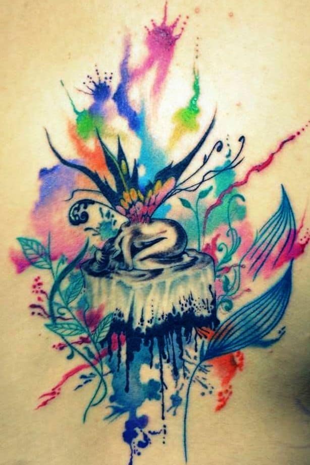 Cool Amazing Watercolor Fairy Tattoo