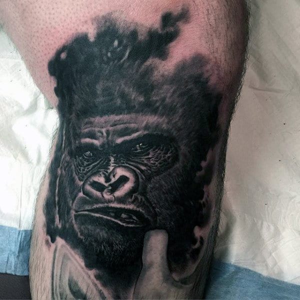 Cool Angry Black Gorilla Tattoo Design For Men