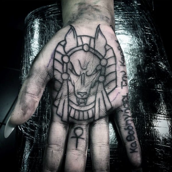 Cool Anubis Palm Tattoos For Men