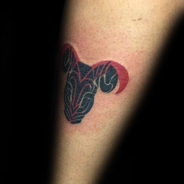 Cool Aries Symbol Black And Red Ink Mens Small Tattoo Ideas