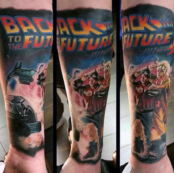 Cool Back To The Future Forearm Sleeve Tattoos For Men