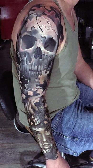 Cool Badass Sleeve Skull Tattoo Design Ideas For Male