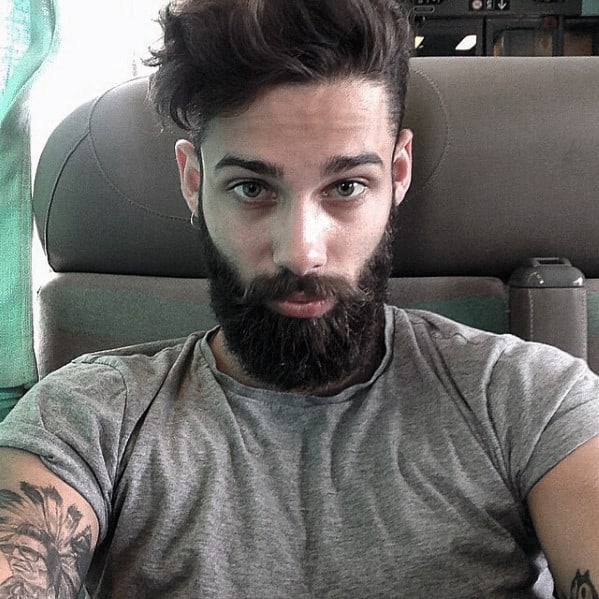 Medium Black Beard with Undercut Hairstyle