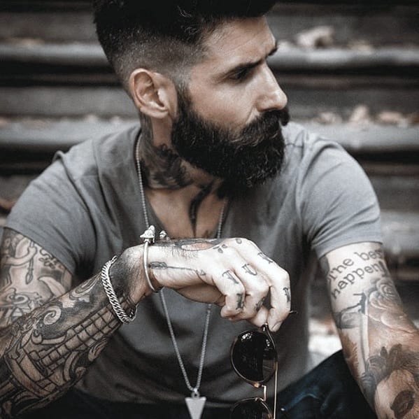 Medium Black Beard with Undercut Hairstyle