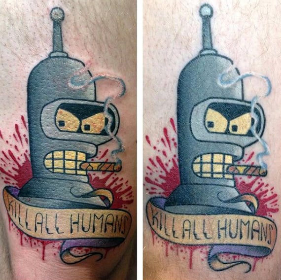 Cool Bender Futurama Mens Arm Tattoos