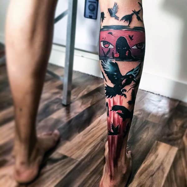 Cool Birds Trash Polka Leg Sleeve Mens Tattoos