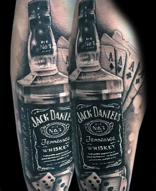 Cool Black 3d Mens Shaded Jack Daniels Arm Tattoos