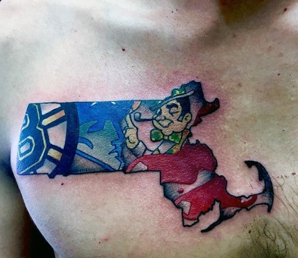 Cool Boston Red Sox Tattoo Design Ideas For Male Upper Chest