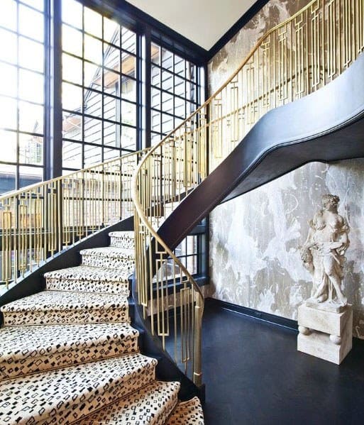 cool brass metal stair railing design ideas