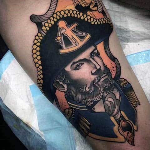 Cool Captain Neo Traditional Tattoo Mens Arms