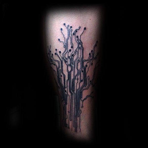 Cool Circuit Board Design Tattoos For Men On Forearm
