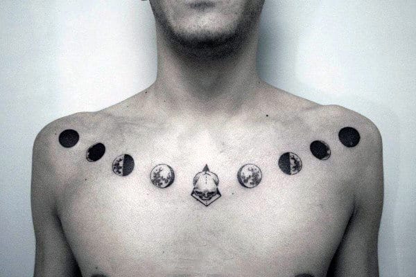Cool Collar Bone Moon Phase Tattoos For Guys