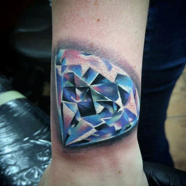 Cool Color Mens Glowing Diamond Tattoo On Wrist