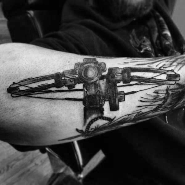 Cool Compound Bow Mens Archery Tattoos On Outer Forearm