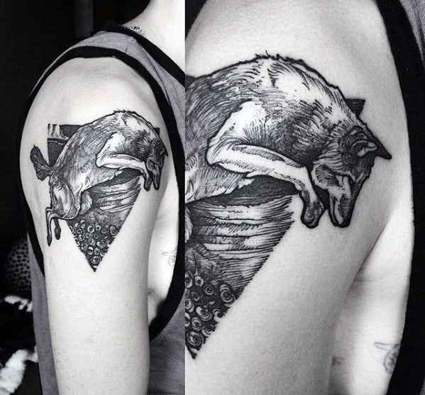Cool Coyote Tattoo Design Ideas For Male On Upper Arm
