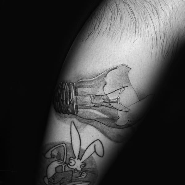 Cool Damaged Light Bulb Mens Arm Tattoo