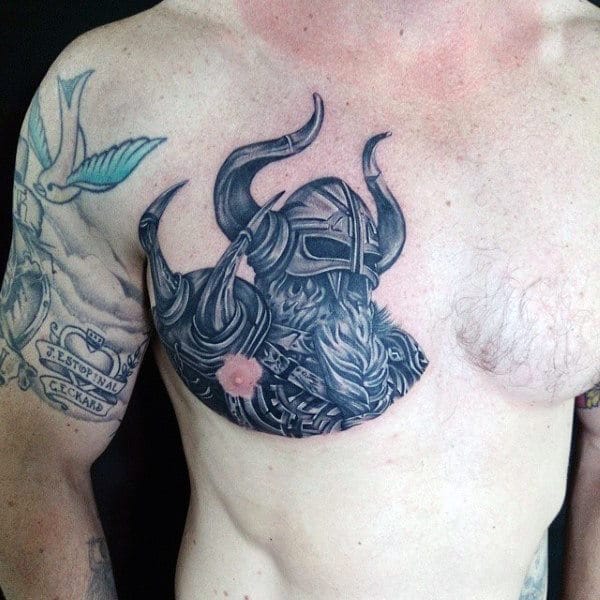 Cool Dark Warrior Tattoo Guys Chest