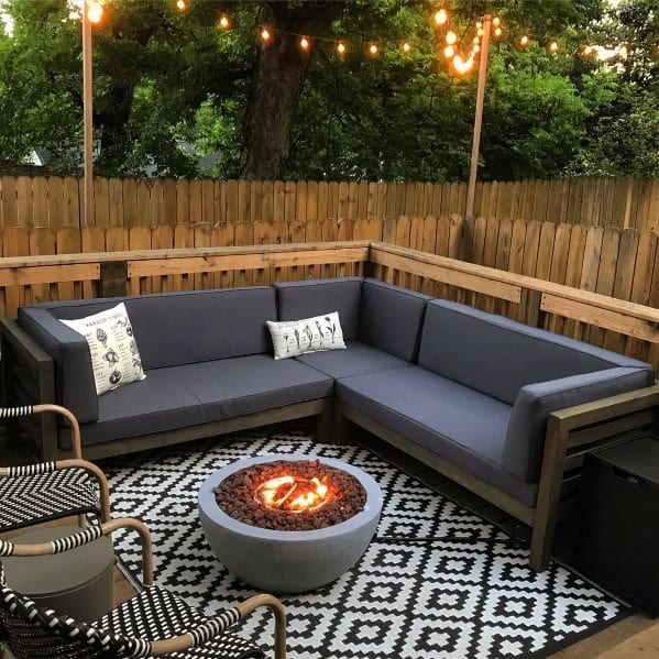 round concrete deck firepit