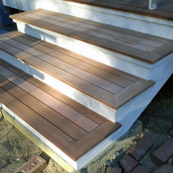 white-washed deck steps 