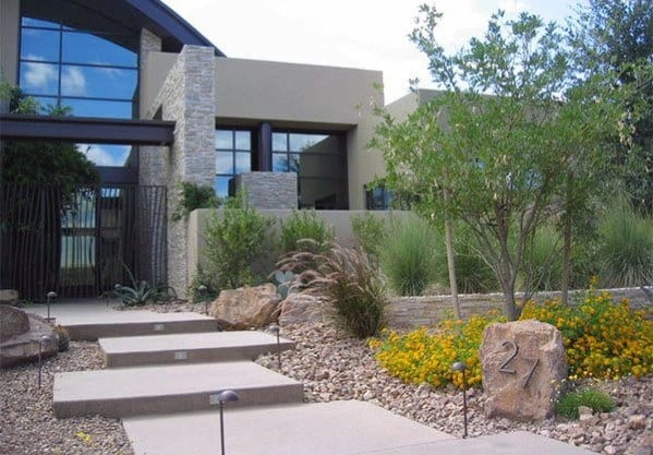 slab paver pathway front yard desert home 