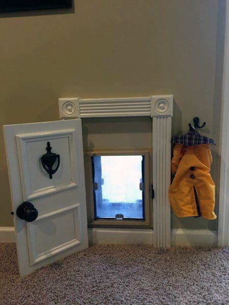 Cool Doggy Door Ideas With Coat Hanger And Realistic Minature Door