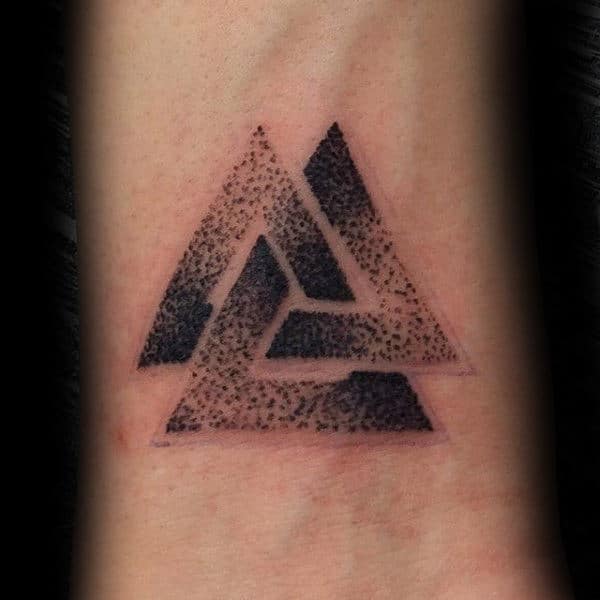 Cool Dotwork Black Ink Uys Wrist Valknut Tattoos