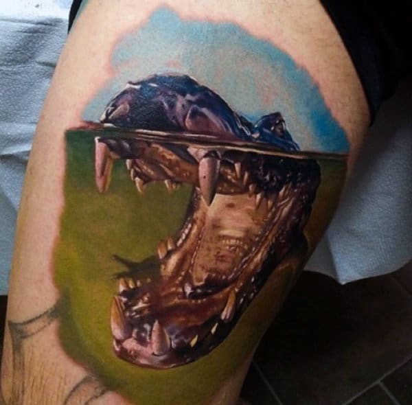 Cool Fighter Alligator Tatoo On Arm For Guys