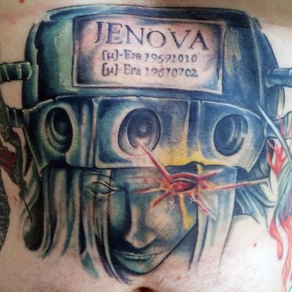cool final fantasy jenova stomach tattoos for men