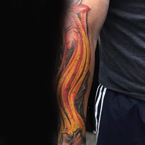 Cool Fire Mens Forearm Tattoo
