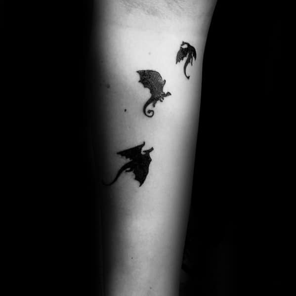 Cool Flying Dragons Mens Small Tiny Inner Forearm Tattoo