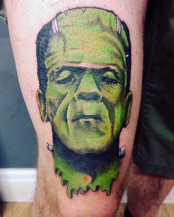 Cool Frankenstein Thigh Tattoos For Guys