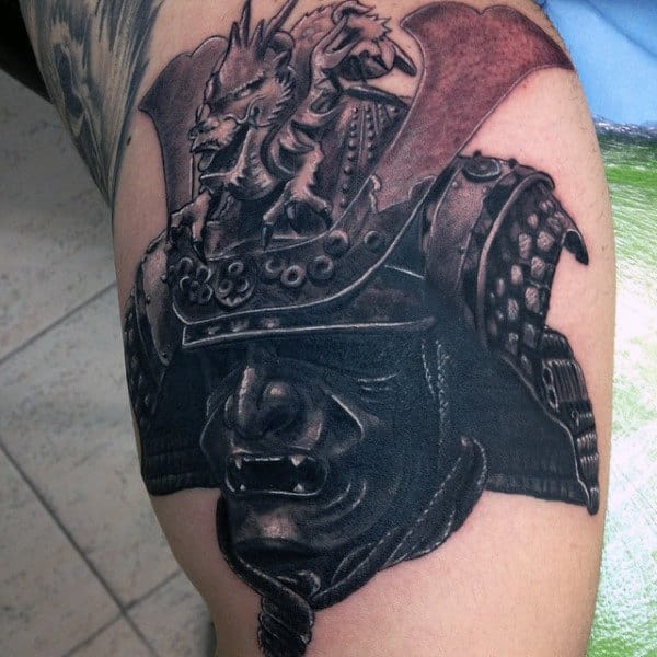 Cool Front Crest Samurai Helmet Mens Arm Tattoos