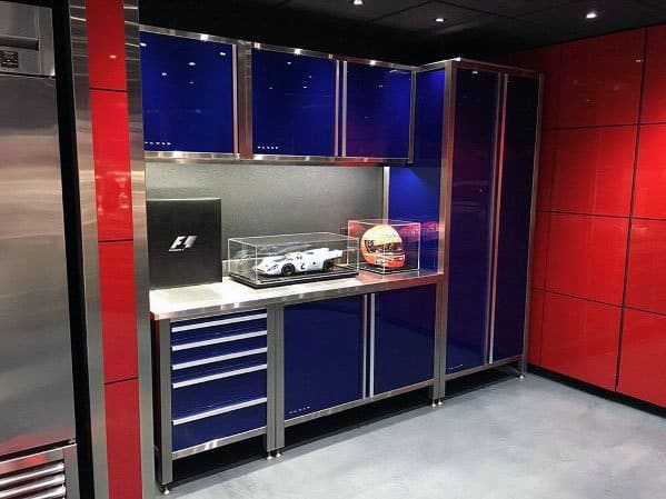 Cool Garage Blue Glossy Cabinets