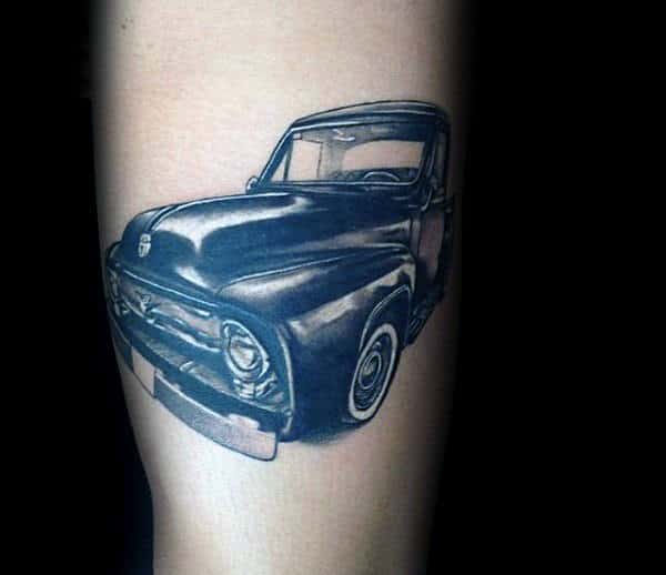 Cool Gentlemens Tattoo Of Vintage Truck
