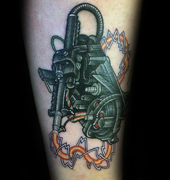 Cool Ghostbusters Tattoo Design Ideas For Male On Leg