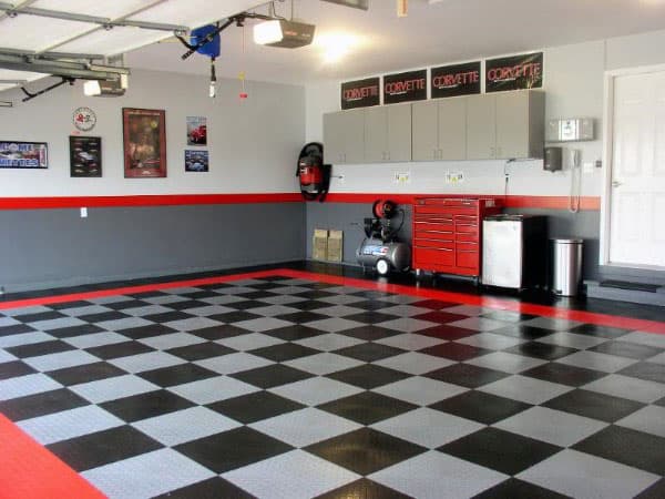 Cool Grey And Red Garage Paint Ideas