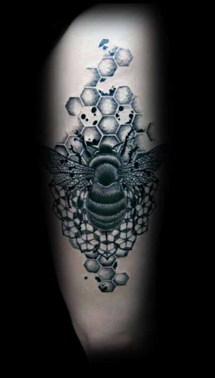 Cool Guys Bee Thigh Tattoo Inspiration