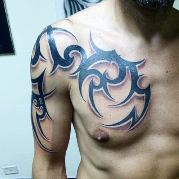 Cool Guys Chest Tribal Tattoos