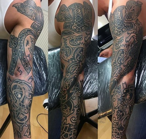 Cool Guys Full Arm Tattoo Celtic Sleeve Design