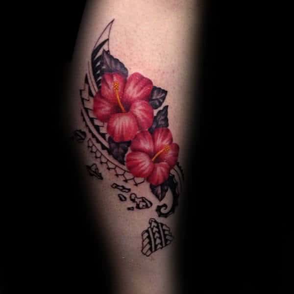 Cool Guys Islands Hibiscus Flower Tribal Tattoos