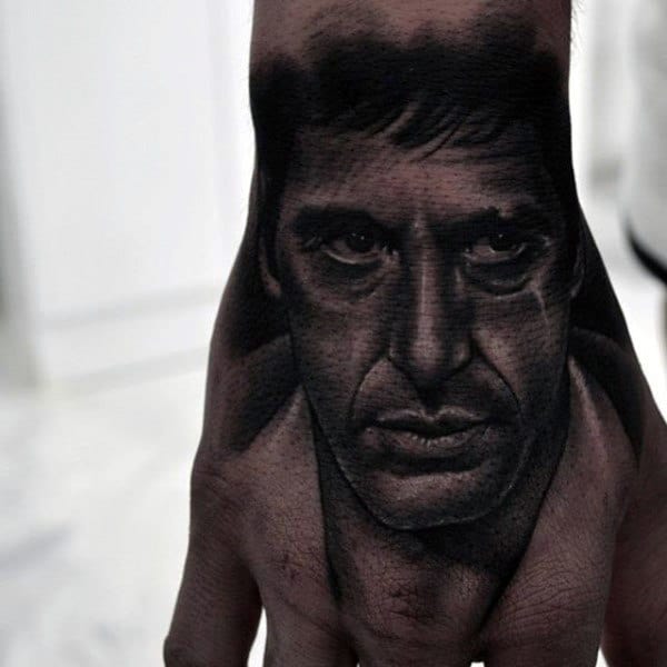 Cool Guys Scarface Hand Tattoos