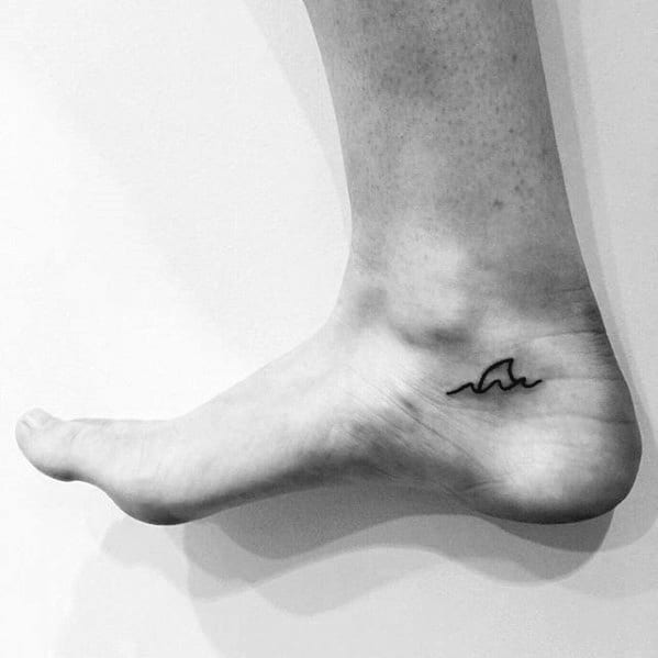 Cool Guys Small Simple Shark Fin Foot Tattoo